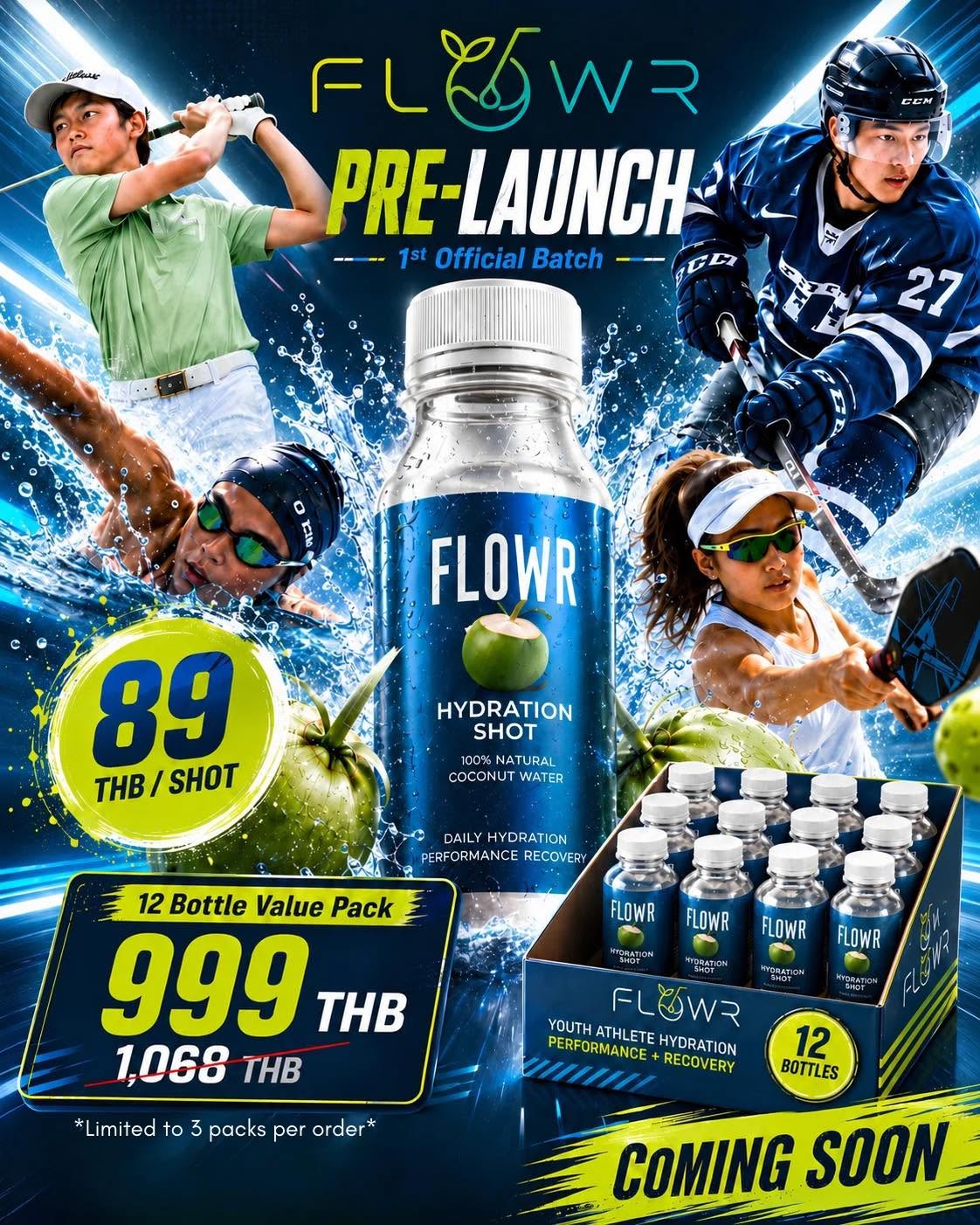 FlowR Pre-Launch Pricing: 89 THB per shot, 12-bottle value pack 999 THB